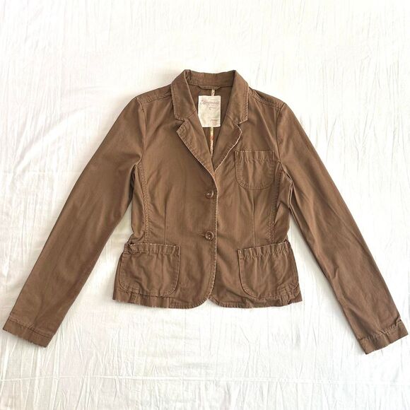 2000s Aeropostale Brown Button Front Cropped Blazer Jacket Sz M Preppy Boho Y2K - Picture 1 of 5